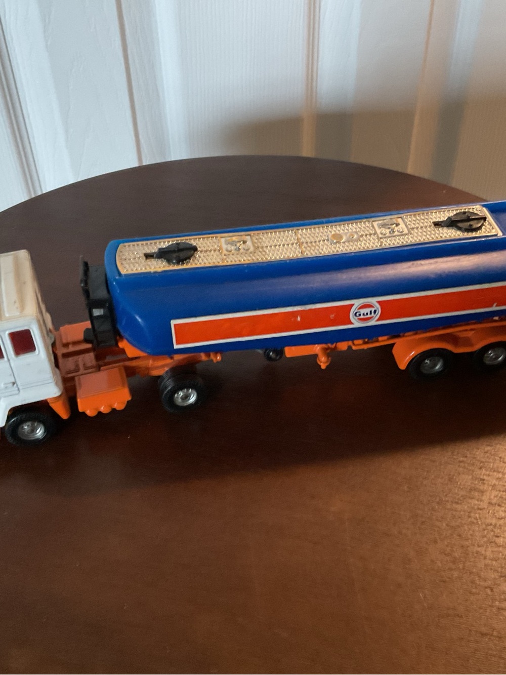 Gulf Branded Blue and Orange Toy Tanker Truck for Kids - Picture 5 of 12